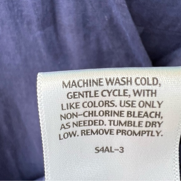 EILEEN FISHER LINEN ORGANIC MANDARIN COLLAR BUTTON DOWN SHIRT SIZE 1X NAVY BLUE - Picture 3 of 8